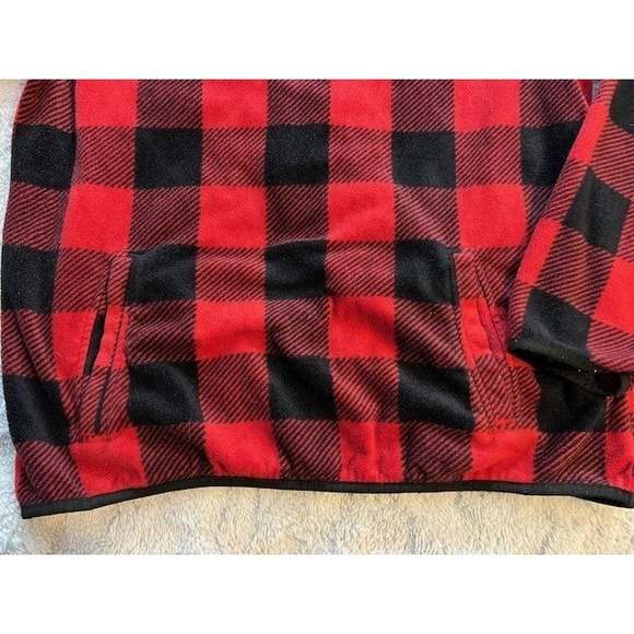 Men's Black & Red Plaid Aeropostale Hooded Sweatshirt Size L - Picture 2 of 5